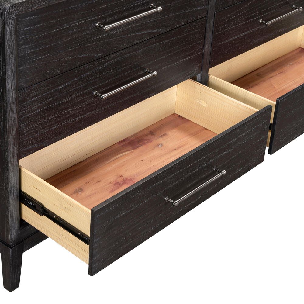 Riva Ridge Ambrose 6-Drawer Dresser and Mirror in Obsidian Mist, , large