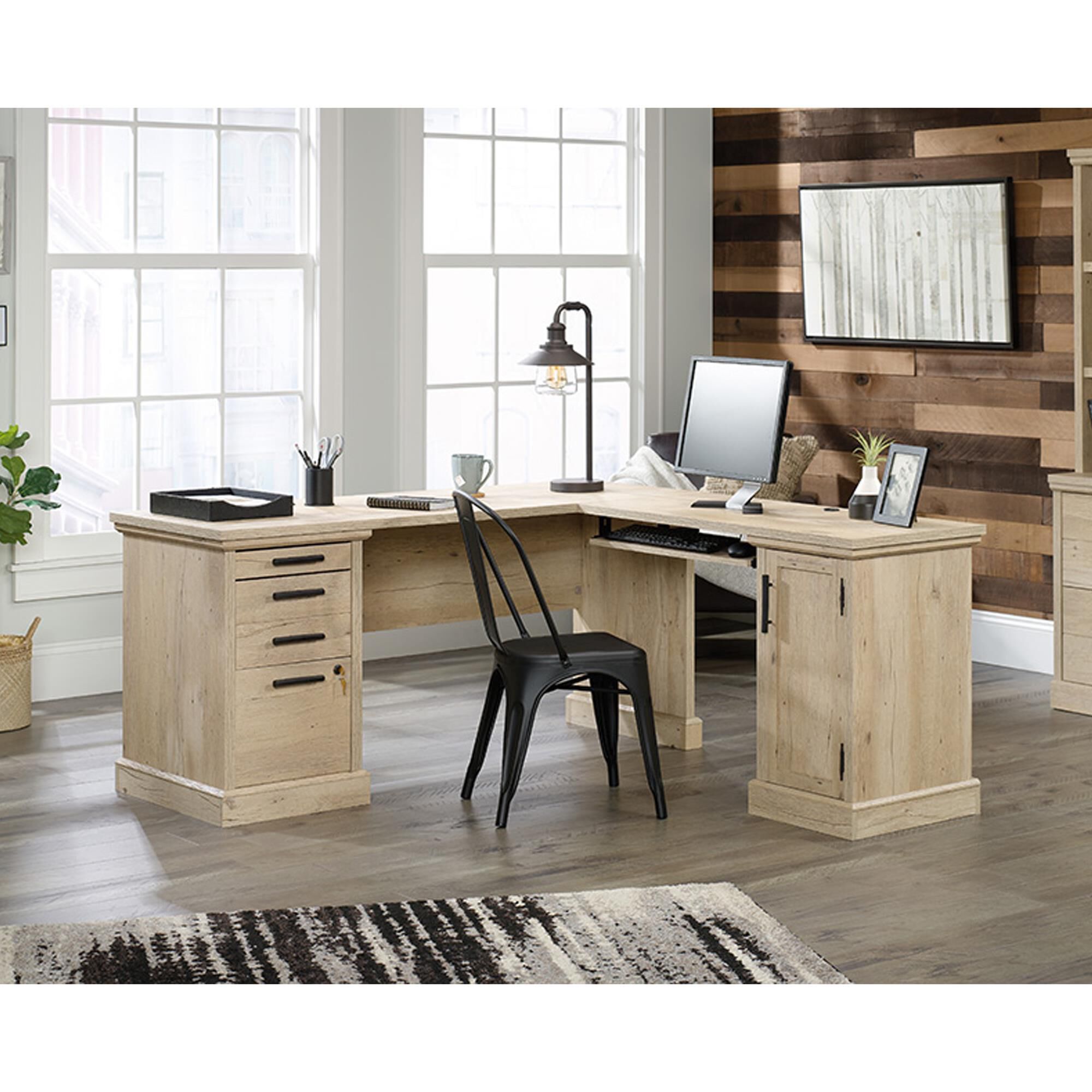 Sauder Aspen Post L Shaped Desk in Prime Oak NFM