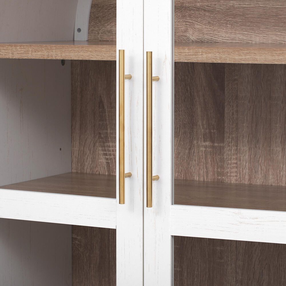 HOMLUX 71" Tall Arched Kitchen Pantry Cabinet with Door Shelves, Farmhouse Kitchen Storage Cabinet with Open &amp; Adjustable Shelves, Hidden Drawer &amp; Glass Door, Cupboard for Kitchen, Dining Room, White, , large