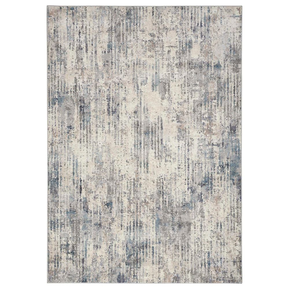 Nourison Infinity IFN04 5"3" x 7"3" Ivory, Grey and Blue Area Rug, , large