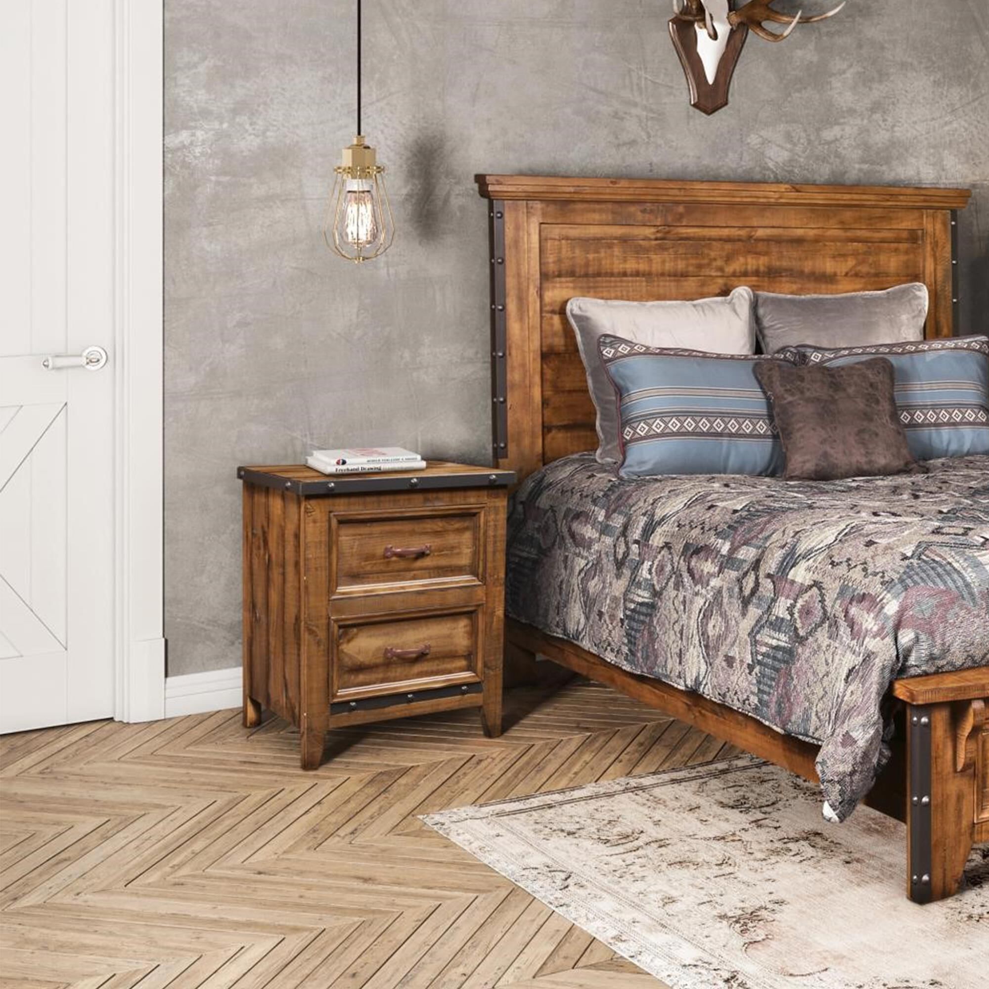 Sunset Bay Urban Rustic 4 Piece King Bedroom Set in Rustic Brown
