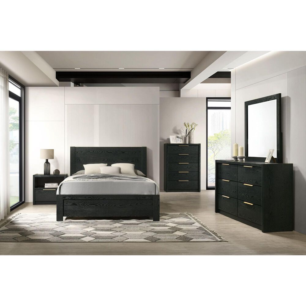 Mayberry Hill South Bend Queen Panel Bed with Dresser and Nightstand in Black, , large