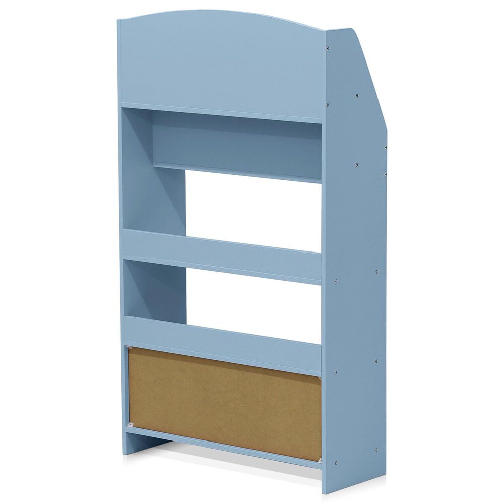 HOMLUX 4-Tier Space Saving Bookshelf with Storage Cabinet and Door in Light Blue, , large