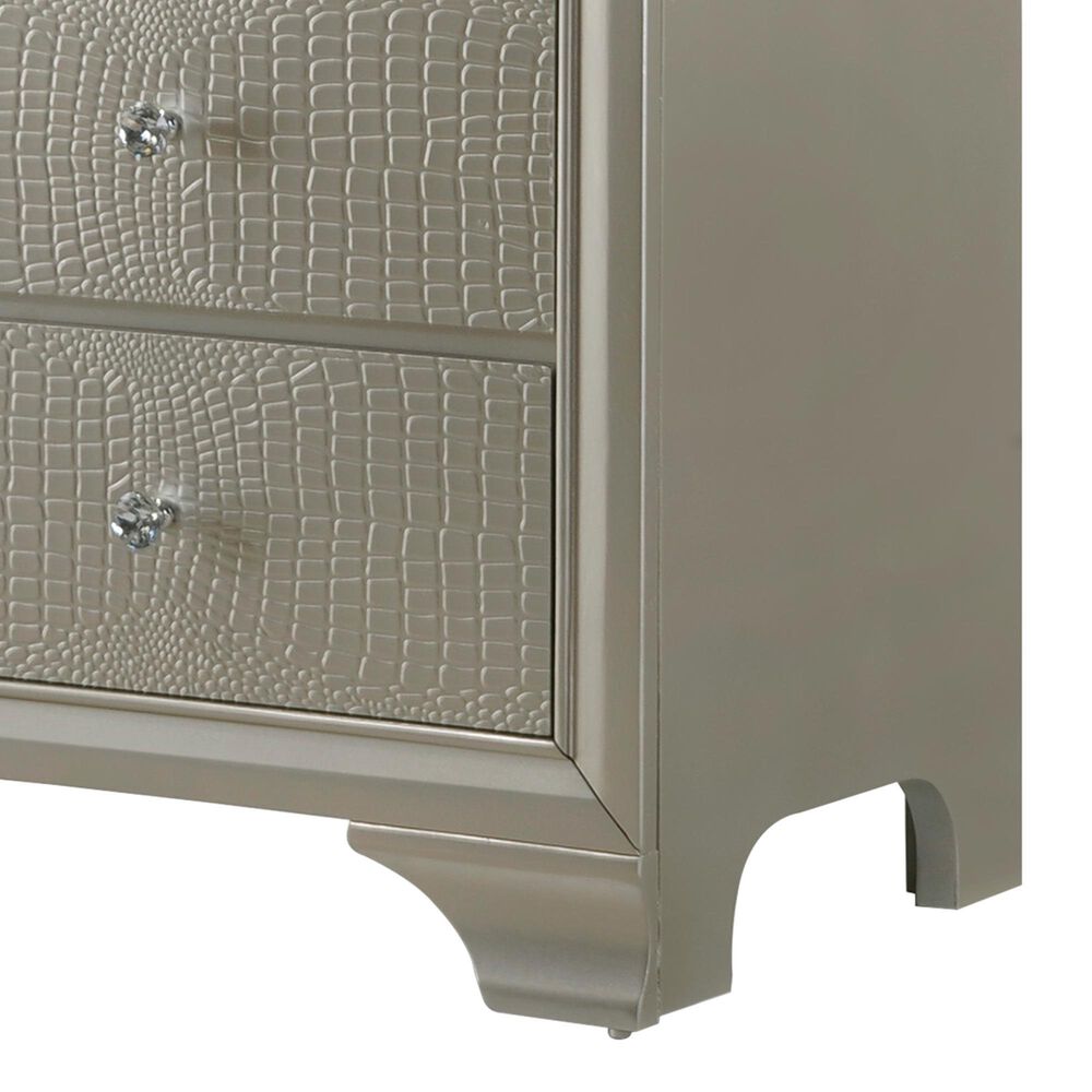 Crown Mark Lyssa King Panel Bed with Two Nightstands in Champagne, , large