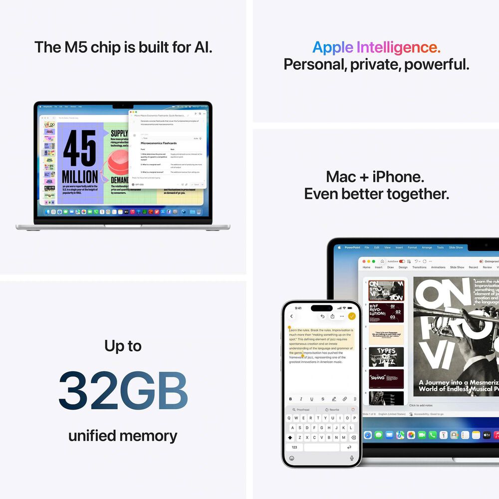 Apple 13" MacBook Air | Apple M5 Chip - 10-core CPU and 10-core GPU - 16GB RAM - 1TB SSD in Sky Blue with 3-Year AppleCare+, , large