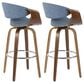 LumiSource Curvini 30" Swivel Barstool with Blue Upholstery in Walnut and Chrome (Set of 2), , large