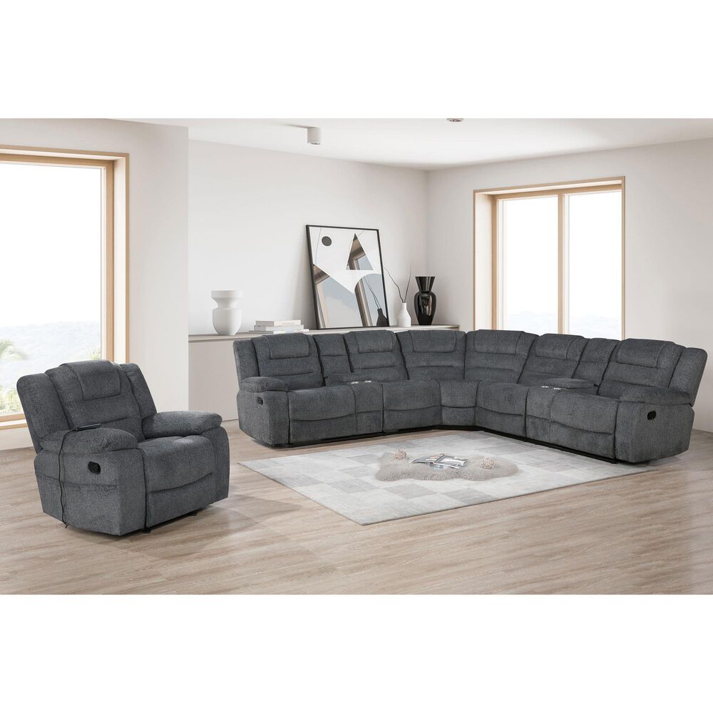 New Heritage Design Redondo Power Glider Recliner in Dark Gray, , large