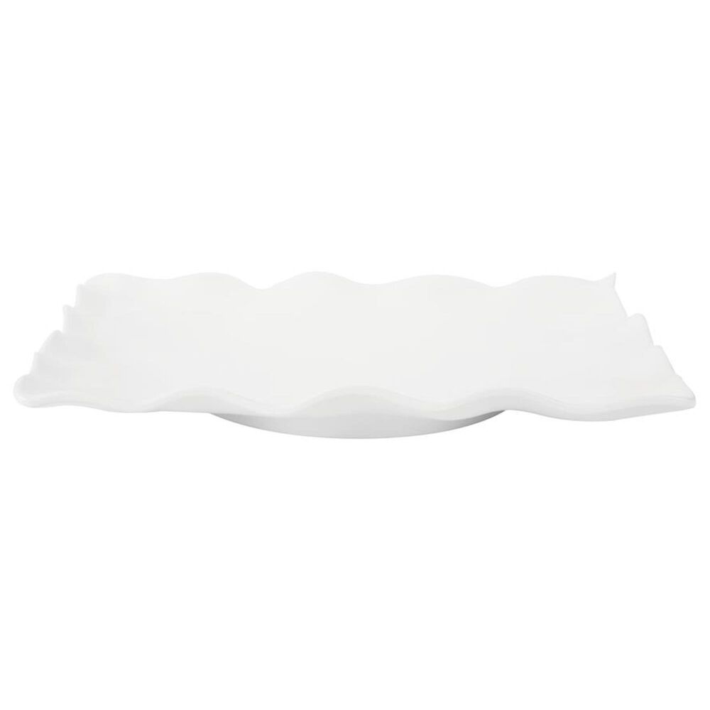 Supreme Melamine 17.5" Ruffle Rectangular Serving Tray in White, , large