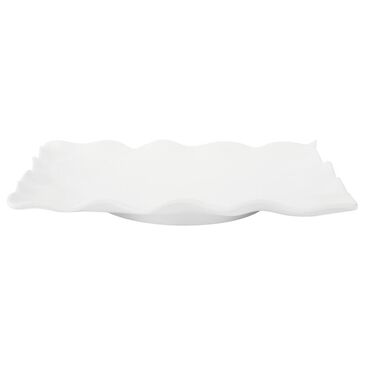 Supreme Melamine 17.5" Ruffle Rectangular Serving Tray in White, , large
