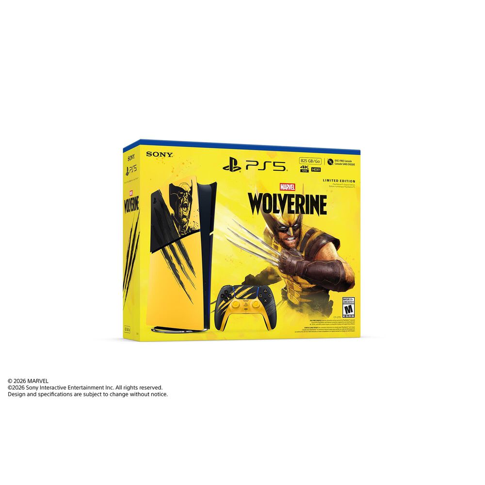 Sony PlayStation5 Digital Edition  Marvel's Wolverine Battle Yellow Limited Edition Bundle, , large