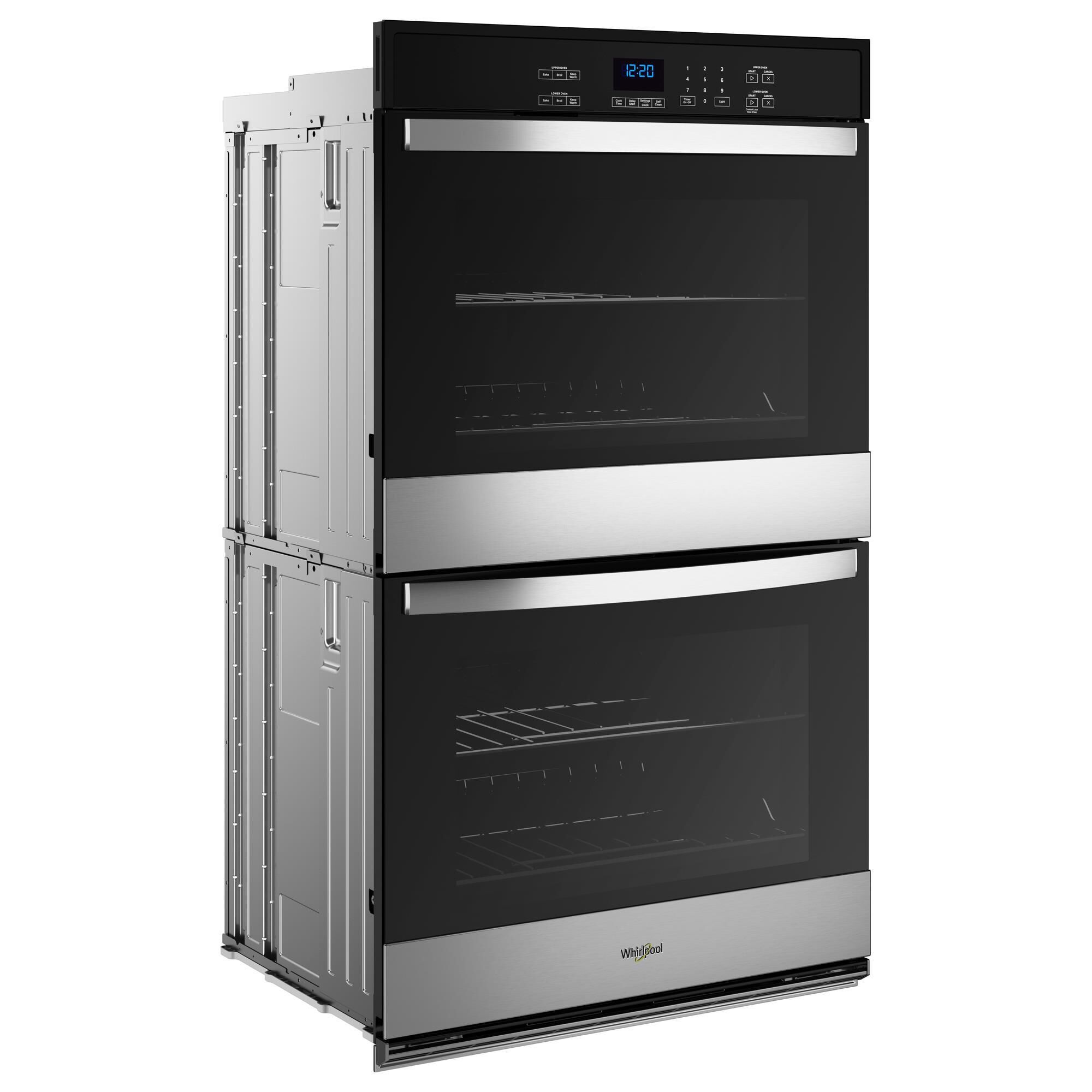 Self cleaning double oven built under top