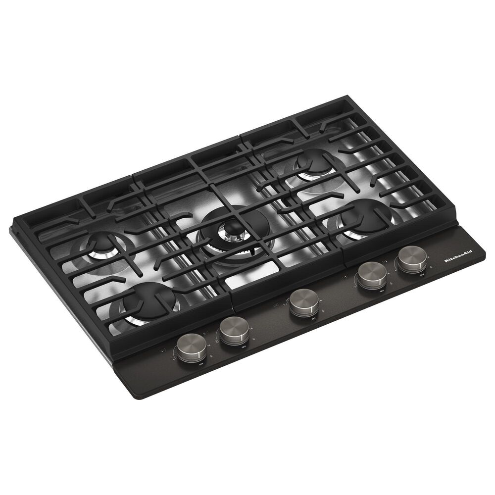 KitchenAid 30" Gas Cooktop with Aluminum Griddle and LED Backlit Knobs in Black Ore, , large
