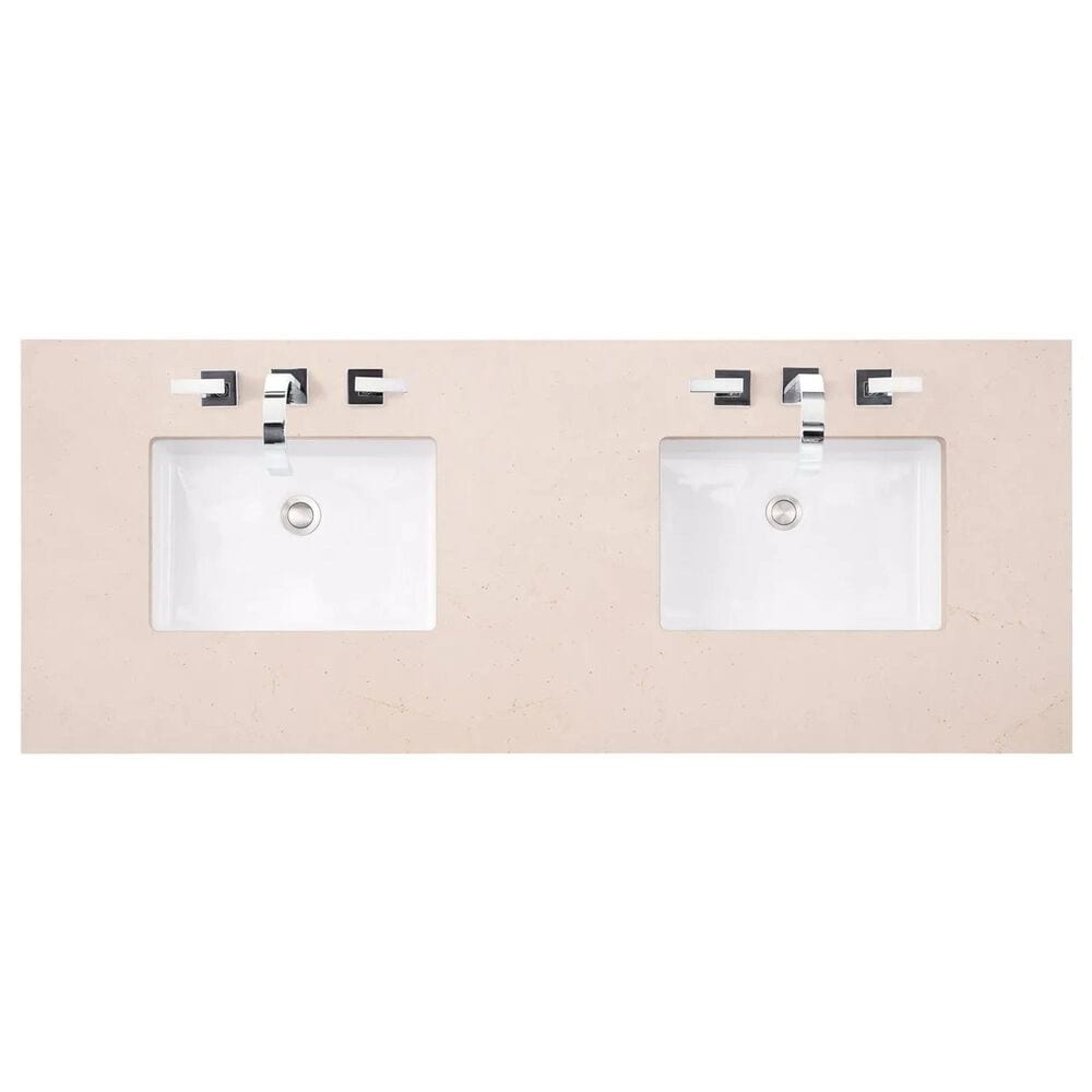 James Martin Vanities Chicago 60&quot; Double Bathroom Vanity in Glossy White with 3 cm Eternal Marfil Quartz Top and Rectangular Sinks, , large