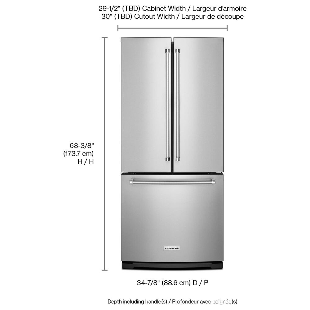 KitchenAid 19.68 Cu. Ft. French Door Refrigerator in Stainless Steel, , large