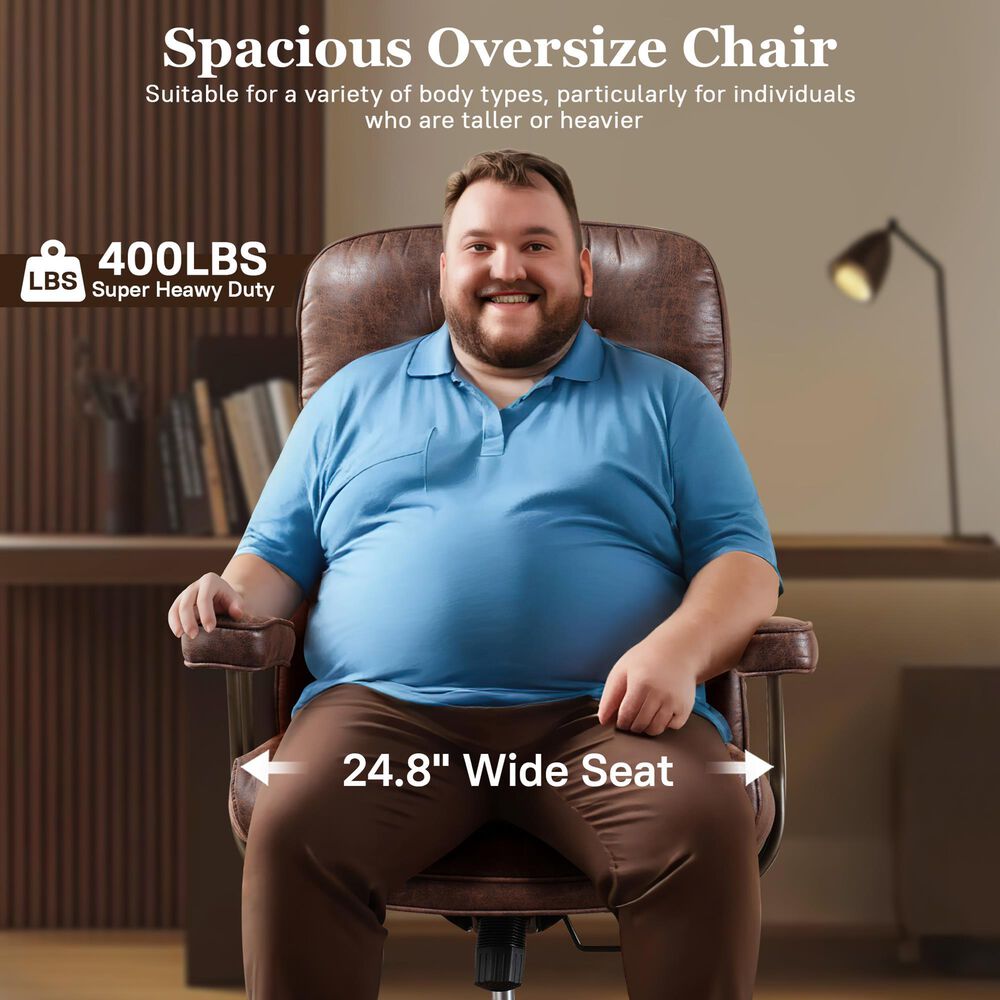 HOMLUX High Back Executive Office Chair with Suede Leather in Dark Brown, , large