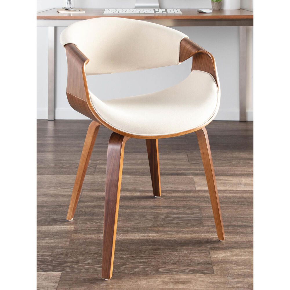 LumiSource Curvo Arm Chair with Cream Fabric Cushion in Walnut (Set of 2), , large