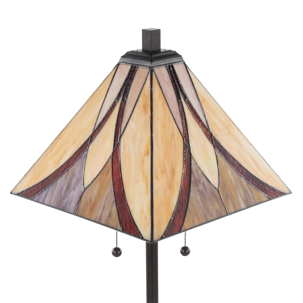 LumiSource Ren Floor Lamp with Brown and Cream Glass Shade in Oil Rubbed Bronze, , large