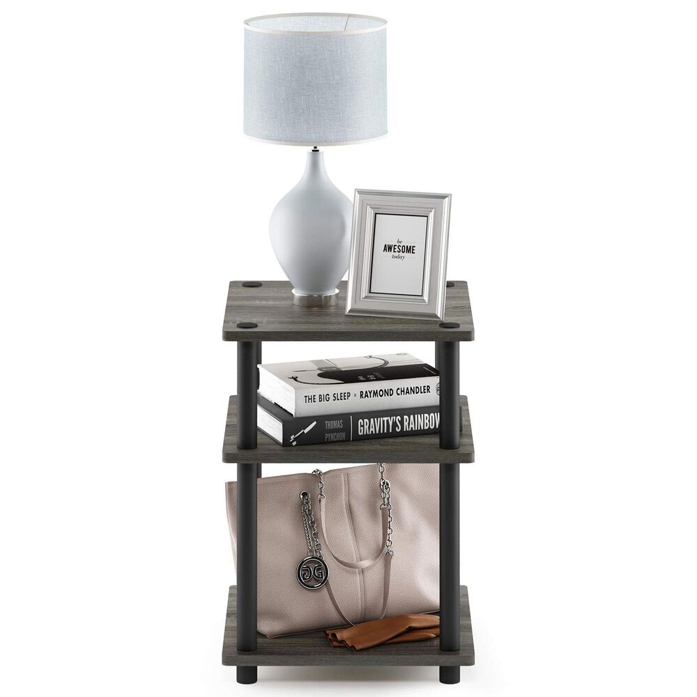 HOMLUX 3-Tier Side Table in French Oak and Black, , large
