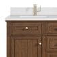 James Martin Vanities Lorelai 60" Double Vanity in Mid-Century Walnut with Single Hole 3 Cm White Zeus Quartz Top & Backsplash, , large