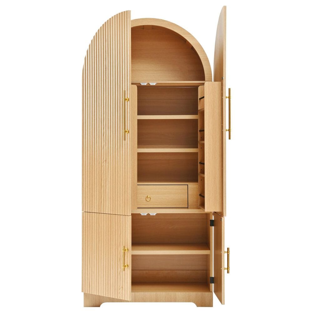 HOMLUX 72" Tall Arched Kitchen Pantry Cabinet in Natural, , large