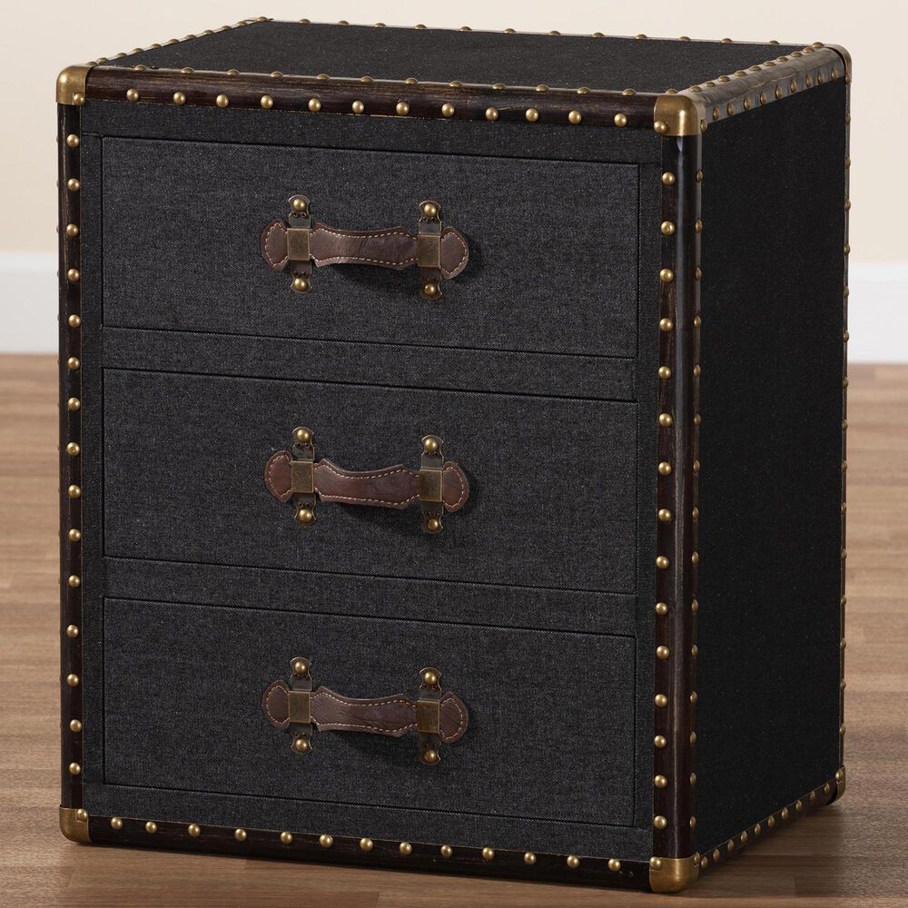 Baxton Studio Mallison 3-Drawer End Table in Black and Brown, , large