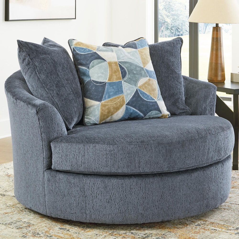 Ashley Maxon Place Oversized Swivel Accent Chair in Navy, , large