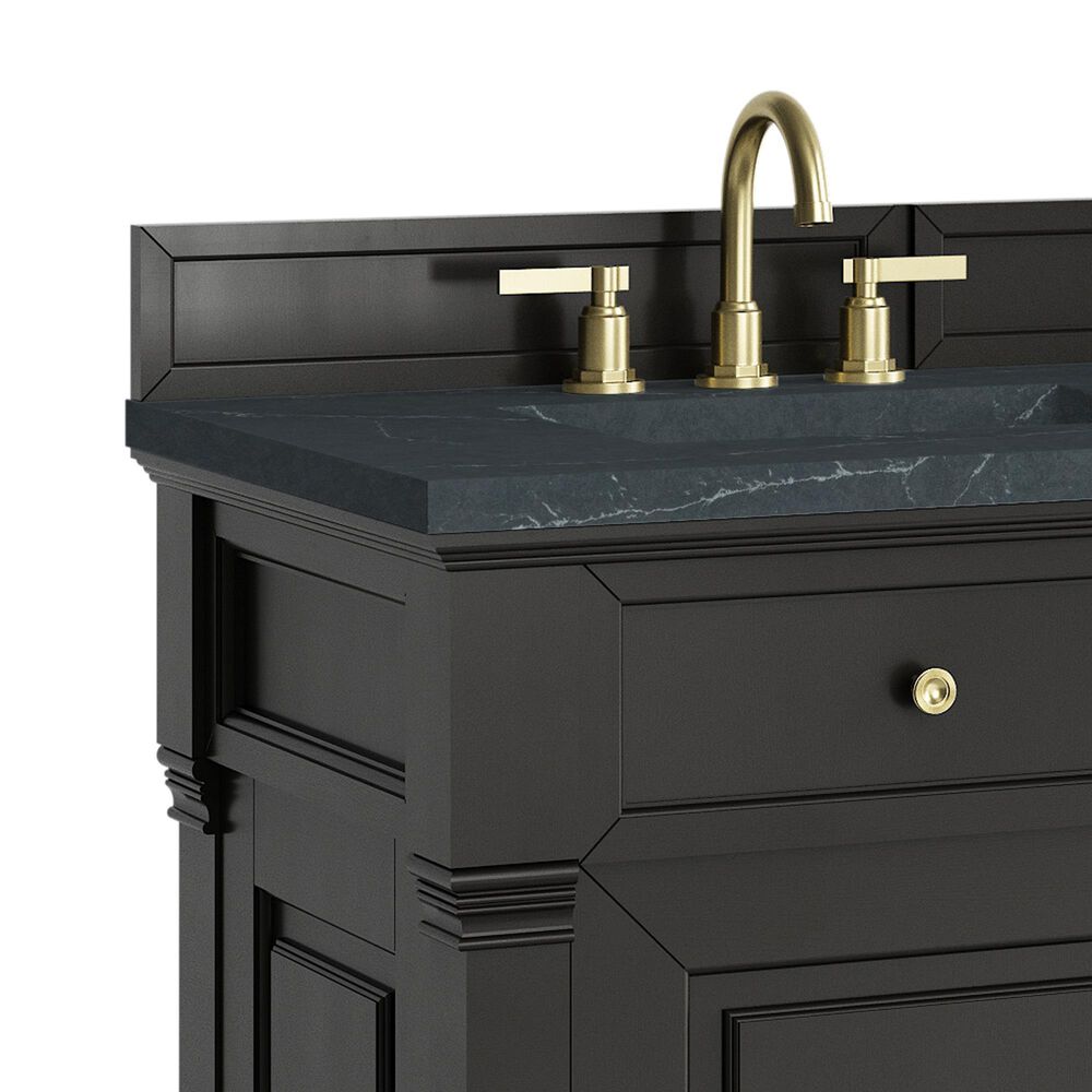 James Martin Vanities Brookfield 60&quot; Double Bathroom Vanity in Black Onyx with 3 cm Charcoal Soapstone Quartz Top and Rectangular Sinks, , large