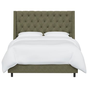 Skyline Furniture Loomis California King Wingback Bed in Orly Army, , large