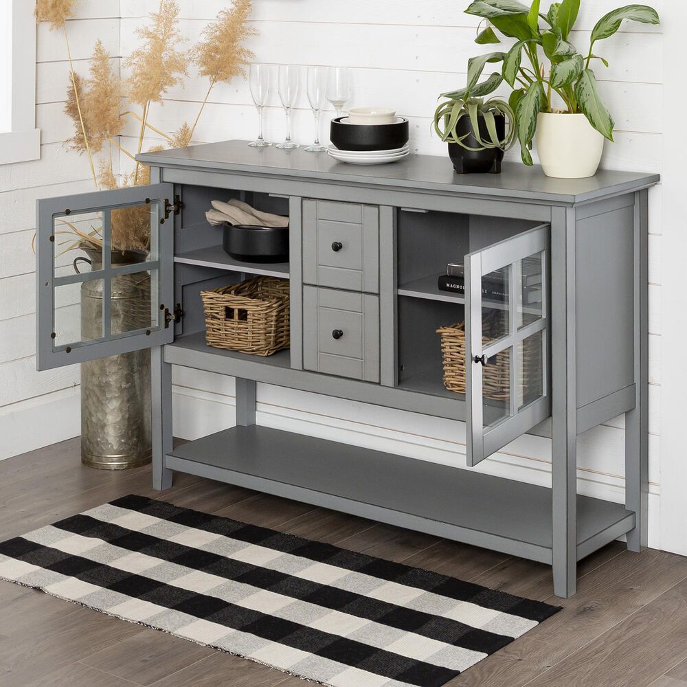 Walker Edison 52" Wood Console Table Buffet/TV Stand in Antique Grey Nebraska Furniture Mart