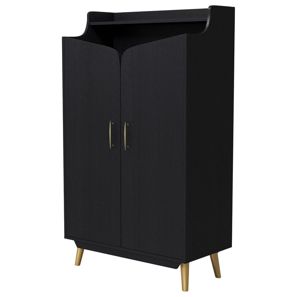 Furniture of America Leclair 7-Shelf Shoe Cabinet in Black and Gold, , large