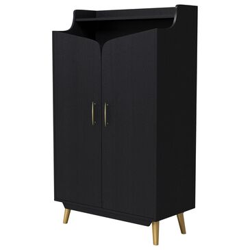Furniture of America Leclair 7-Shelf Shoe Cabinet in Black and Gold, , large