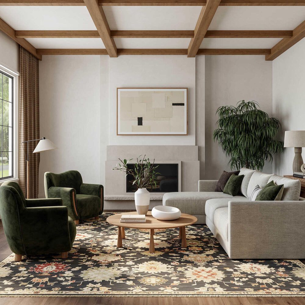 Nourison Antique Bloom Black 5'6" x 8'6" Area Rug, , large