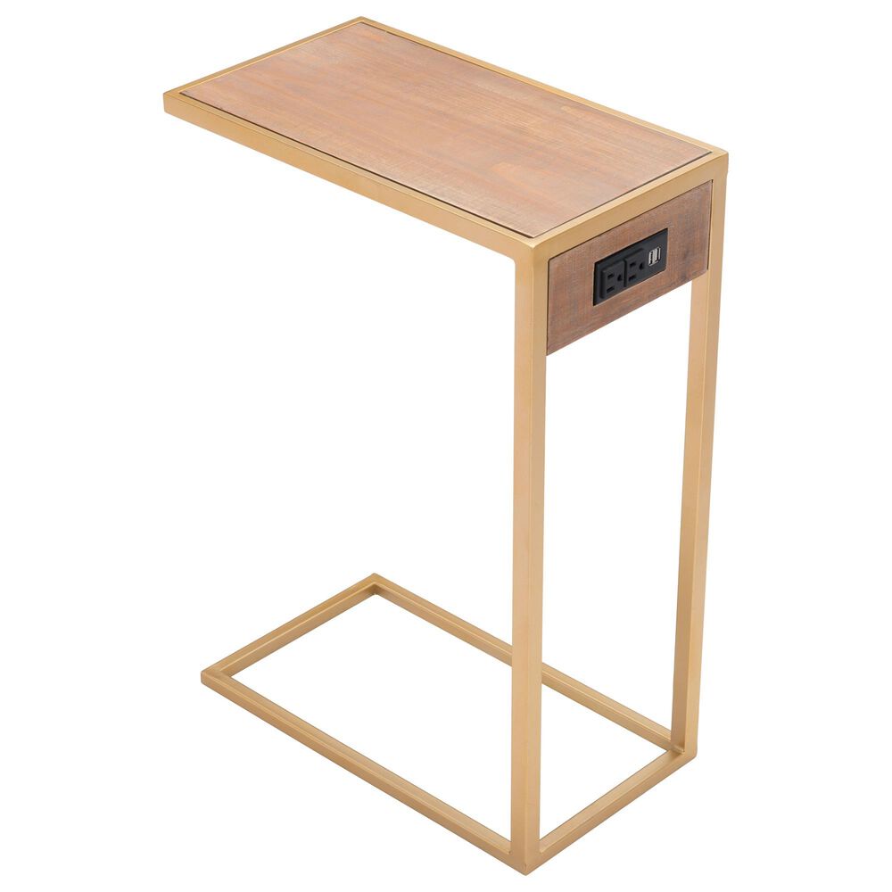 Zuo Modern Ike Side Table in Brown/Gold, , large