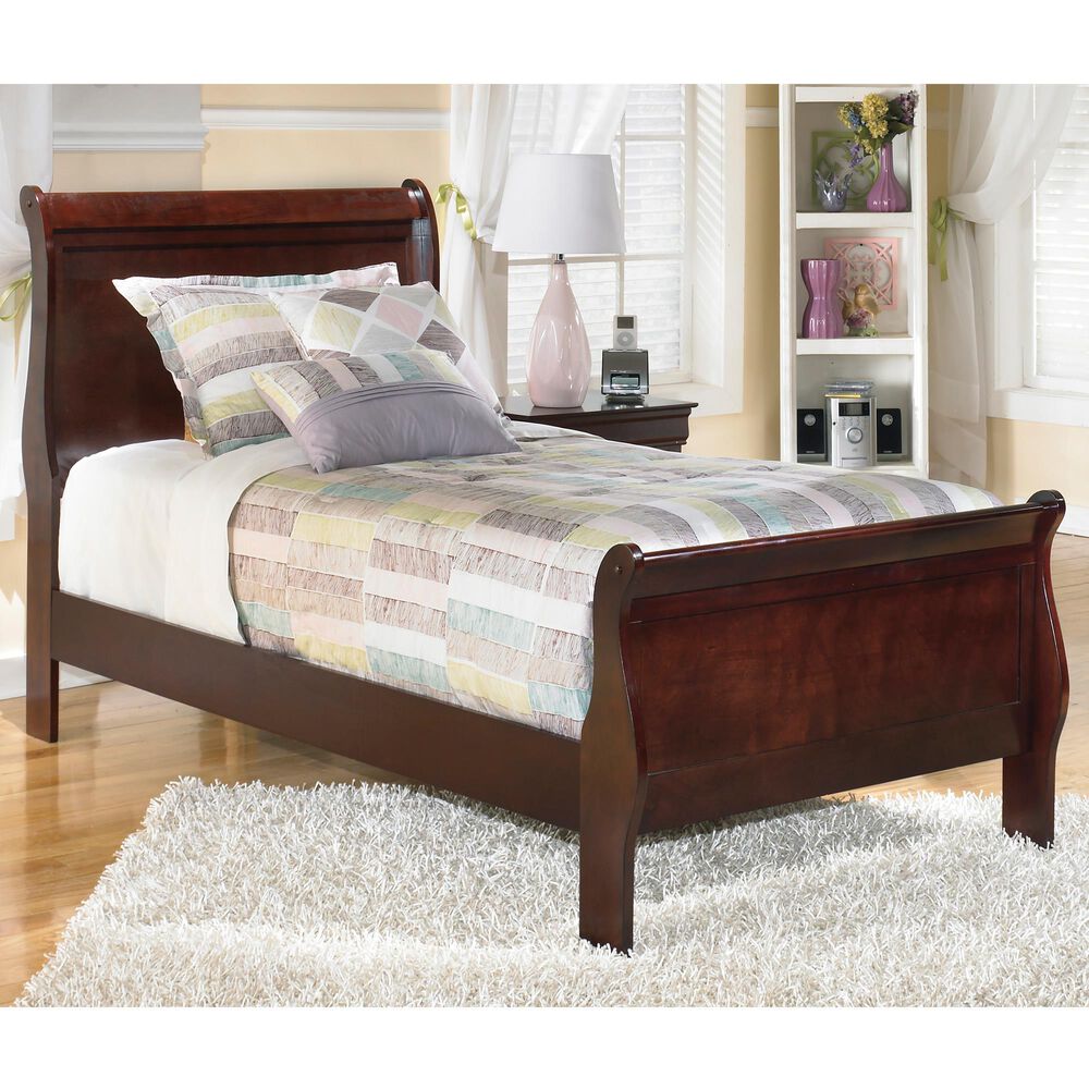 Ashley Alisdair Twin Sleigh Bed in Reddish Brown, , large
