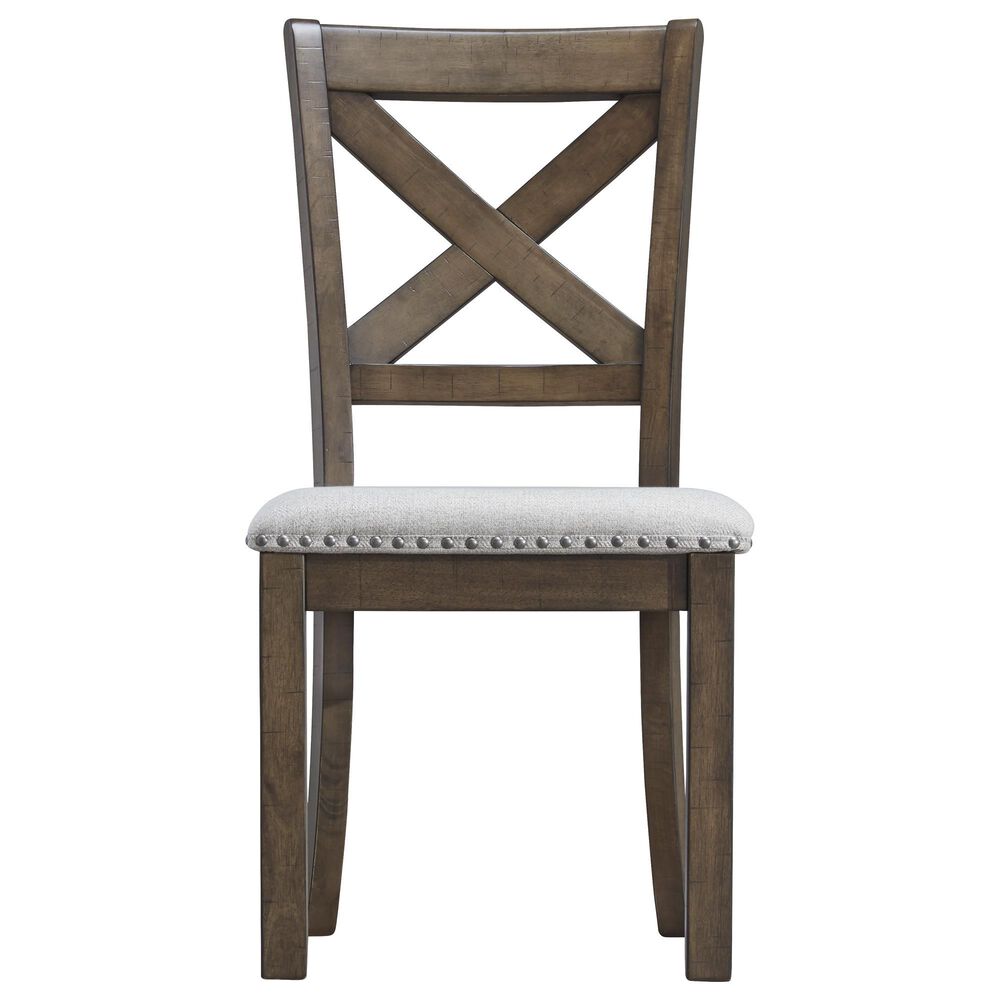 Ashley Moriville Trestle Dining Table and 6 Side Chairs in Grayish Brown, , large