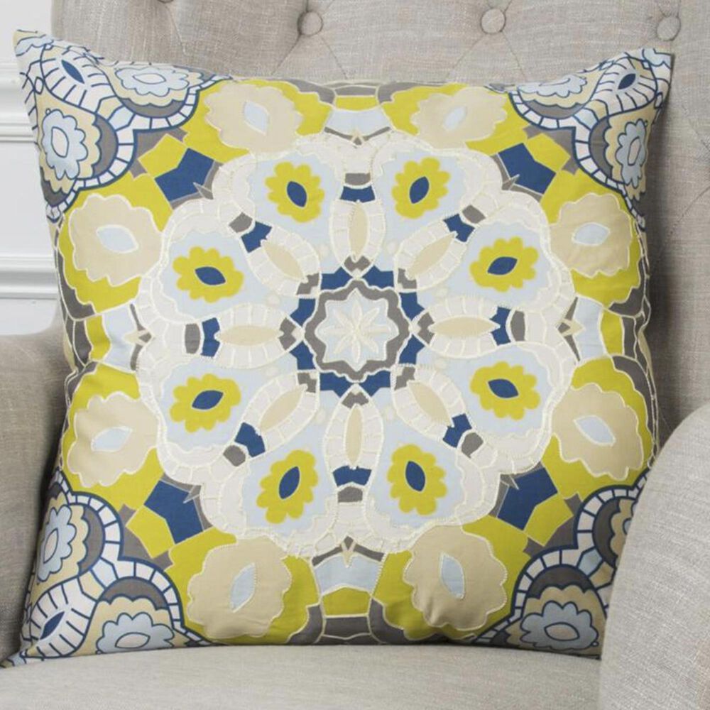 Rizzy Home 20" x 20" Pillow Cover in Blue and Yellow, , large