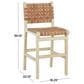 Maple and Jade Handmade Woven Kitchen Bar Stool with Light Brown Cushion in Light Brown, , large