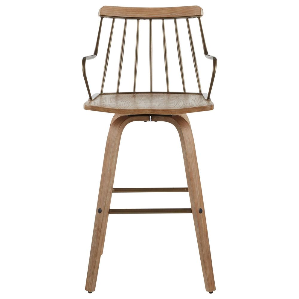 LumiSource Preston Swivel Counter Stool in Whitewashed and Antique Copper, , large