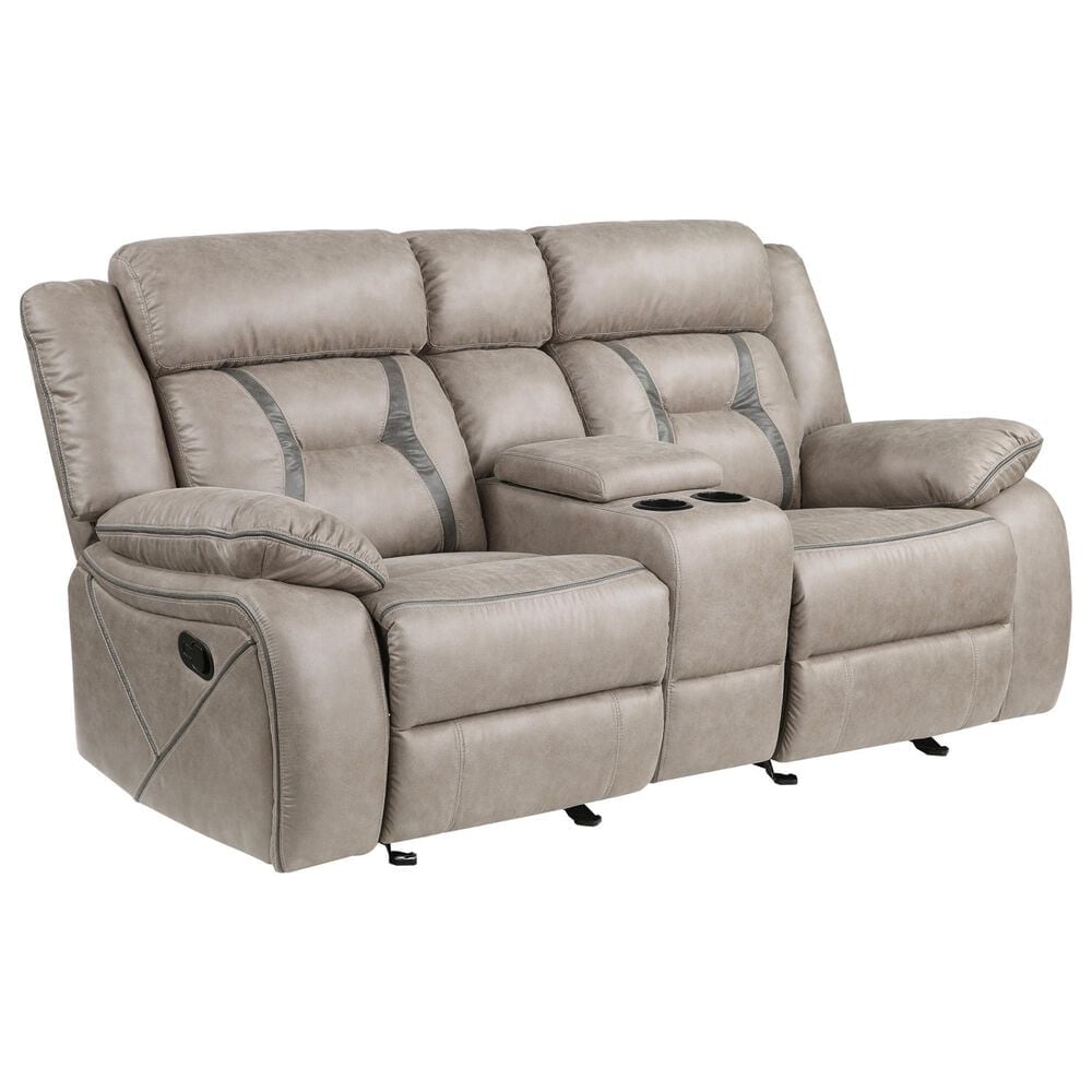 Steve Silver Tyson Manual Reclining Glider Console Loveseat in Grey, , large