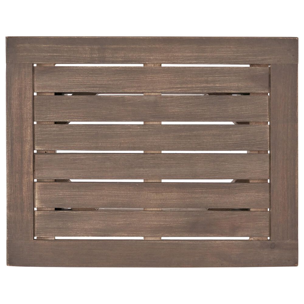 Hearth and Haven Selma Outdoor End Table with Slatted Top and Curved Legs in Gray, , large