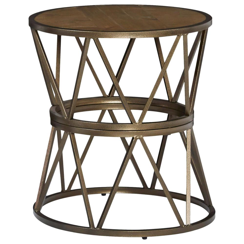 Tiddal Home SoHo End Table in Antique Gold and Natural, , large
