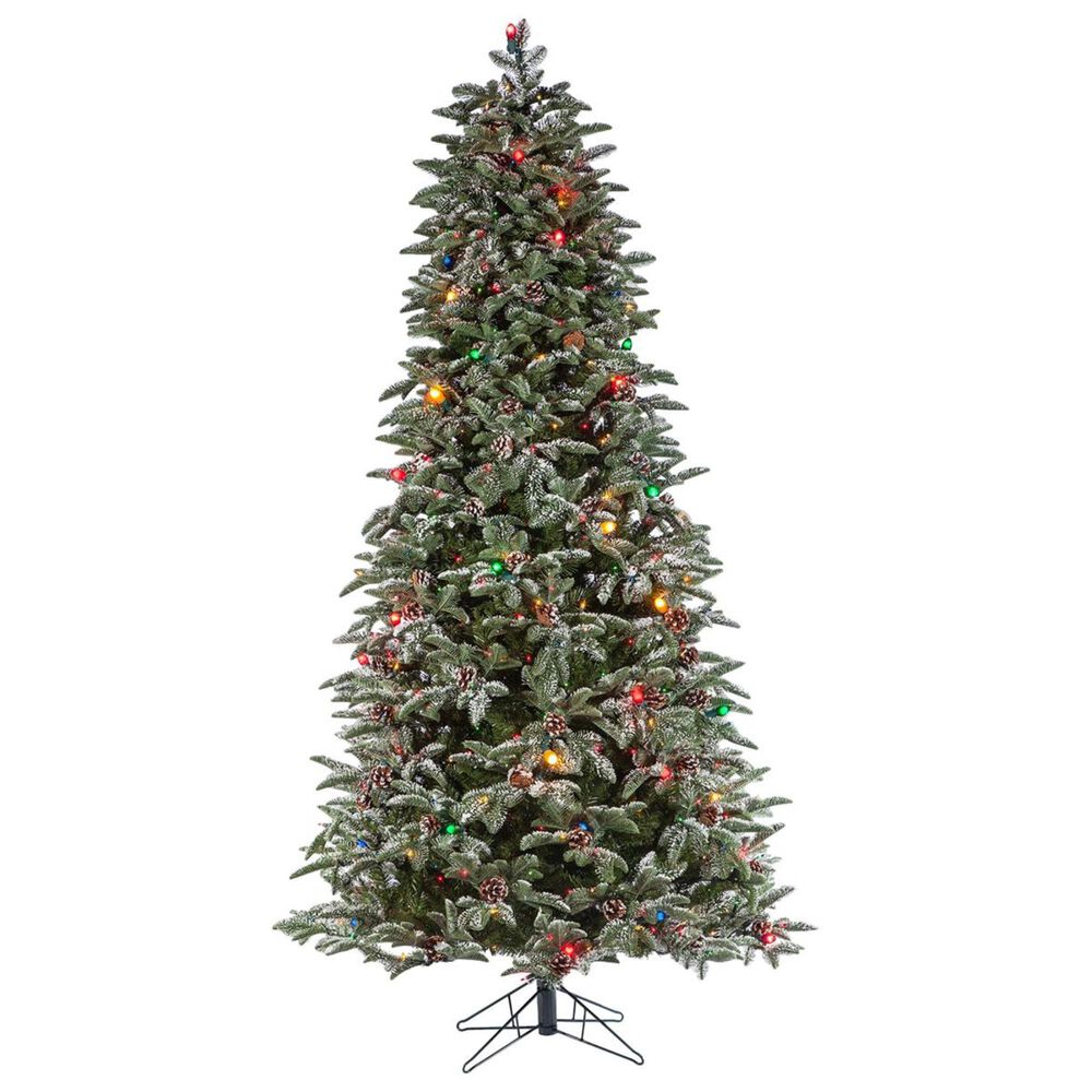Sterling 6.5" LED Flocked Mountain Pine with 1496 UL Dual Color LED Lights, , large