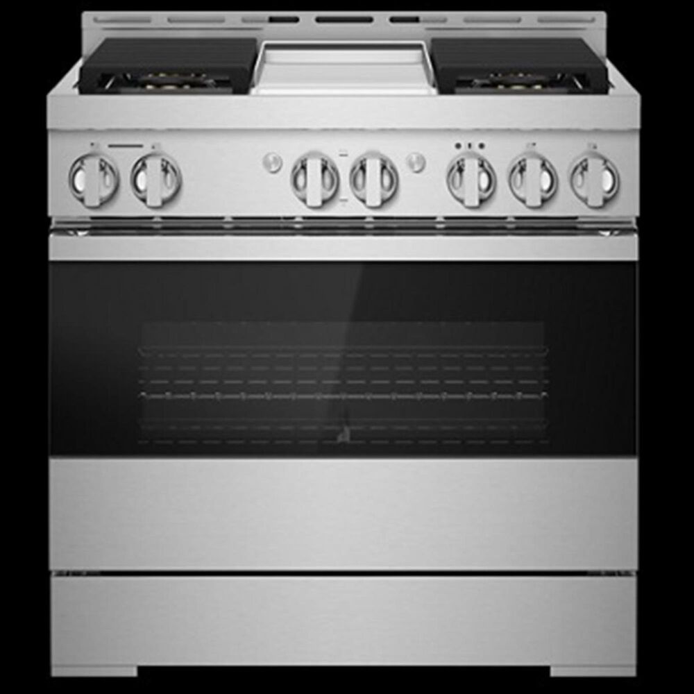 JennAir 36&quot; Gas Professional Range with Chrome-Infused Griddle in Black Glass, , large