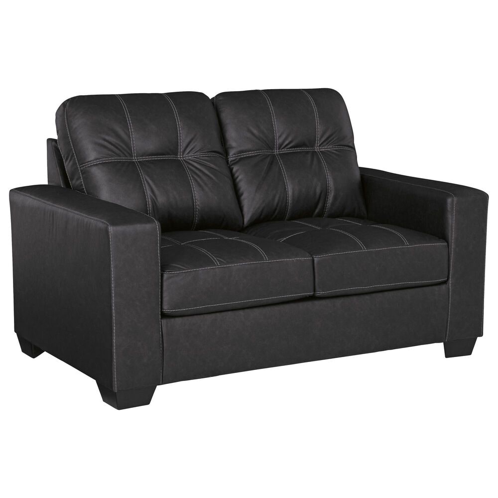Ashley Barlin Mills Stationary Sofa and Loveseat Set in Carbon, , large