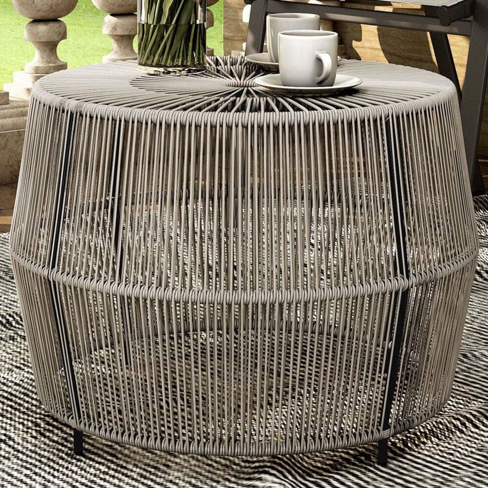 Furniture of America Meja Round Patio Coffee Table in Gray, , large