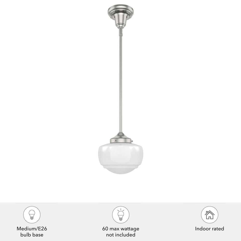 Hunter Saddle Creek 1-Light Mini Pendant with Shiny Cased White Glass in Brushed Nickel, , large