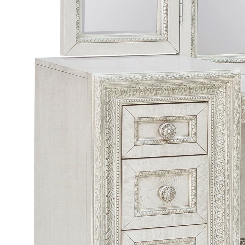 Pulaski Furniture Corp Camila Vanity and Mirror in White and Silver, , large