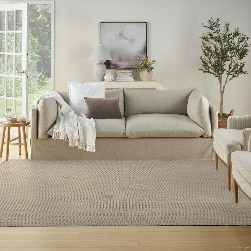 Nourison Courtyard Ivory and Silver 6&#39; x 9&#39; Indoor/Outdoor Area Rug, , large