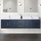 Lexora Home Geneva 80" Double Bathroom Vanity in Navy Blue with 2 cm White Quartz Top and Rectangular Sinks, , large