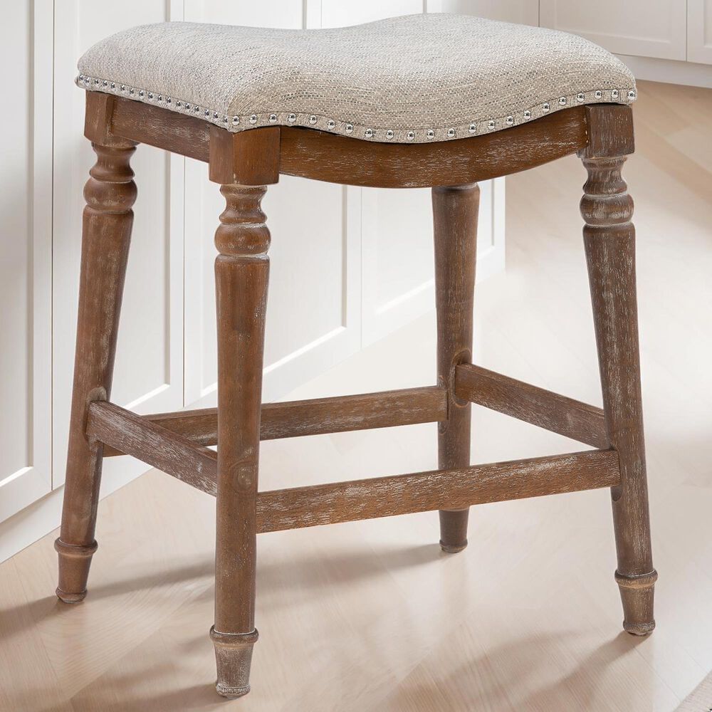 Linon Home Decor Hayes Counter Stool in Hazelnut Brown, , large